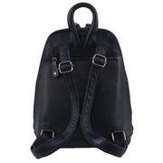 Milleni Womens Twin Zip Backpack Nappa Italian Leather Travel Bag - Navy V563-NL-10767-NAVY
