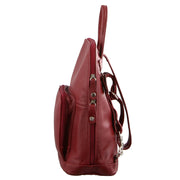 Milleni Womens Twin Zip Backpack Nappa Italian Leather Bag Travel - Red V563-NL-10767-RED
