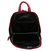 Milleni Womens Twin Zip Backpack Nappa Italian Leather Bag Travel - Red V563-NL-10767-RED