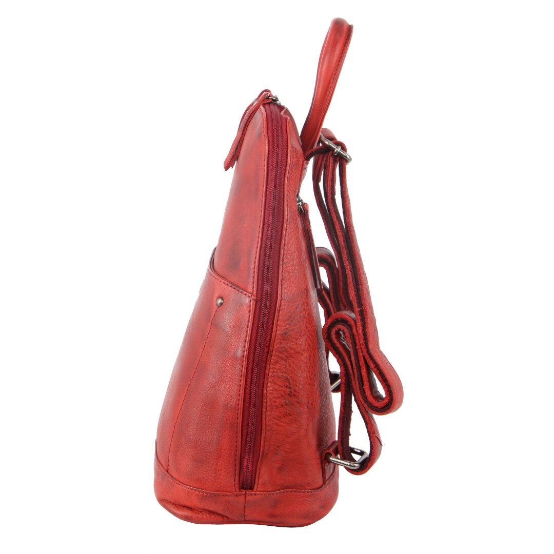 Milleni Genuine Italian Leather Soft Leather Backpack Travel Bag - Red V563-NL-2442-RED