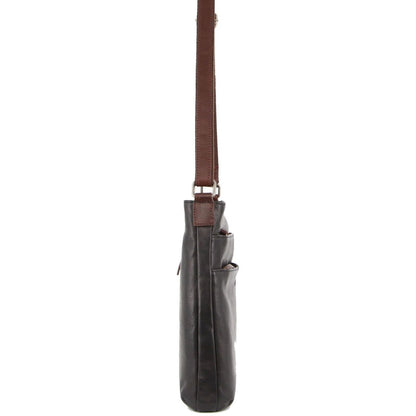 Milleni Womens Italian Leather Bag Soft Nappa Leather Cross-Body Travel - Black/Chestnut V563-NL2439-BLACK_CHESTNUT