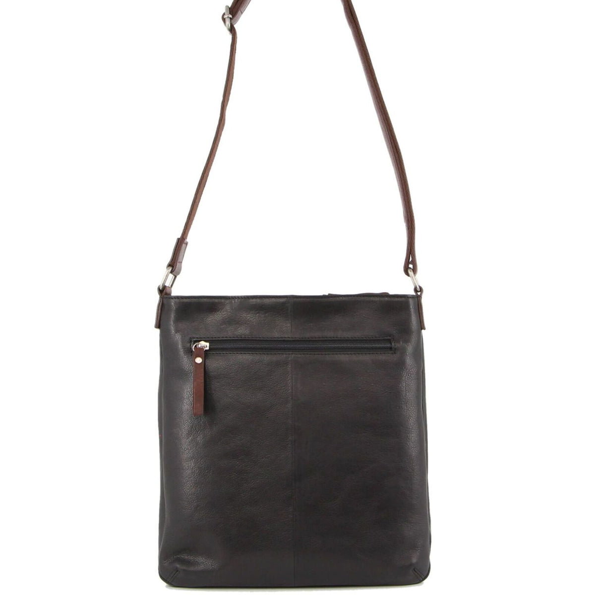 Milleni Womens Italian Leather Bag Soft Nappa Leather Cross-Body Travel - Black/Chestnut V563-NL2439-BLACK_CHESTNUT