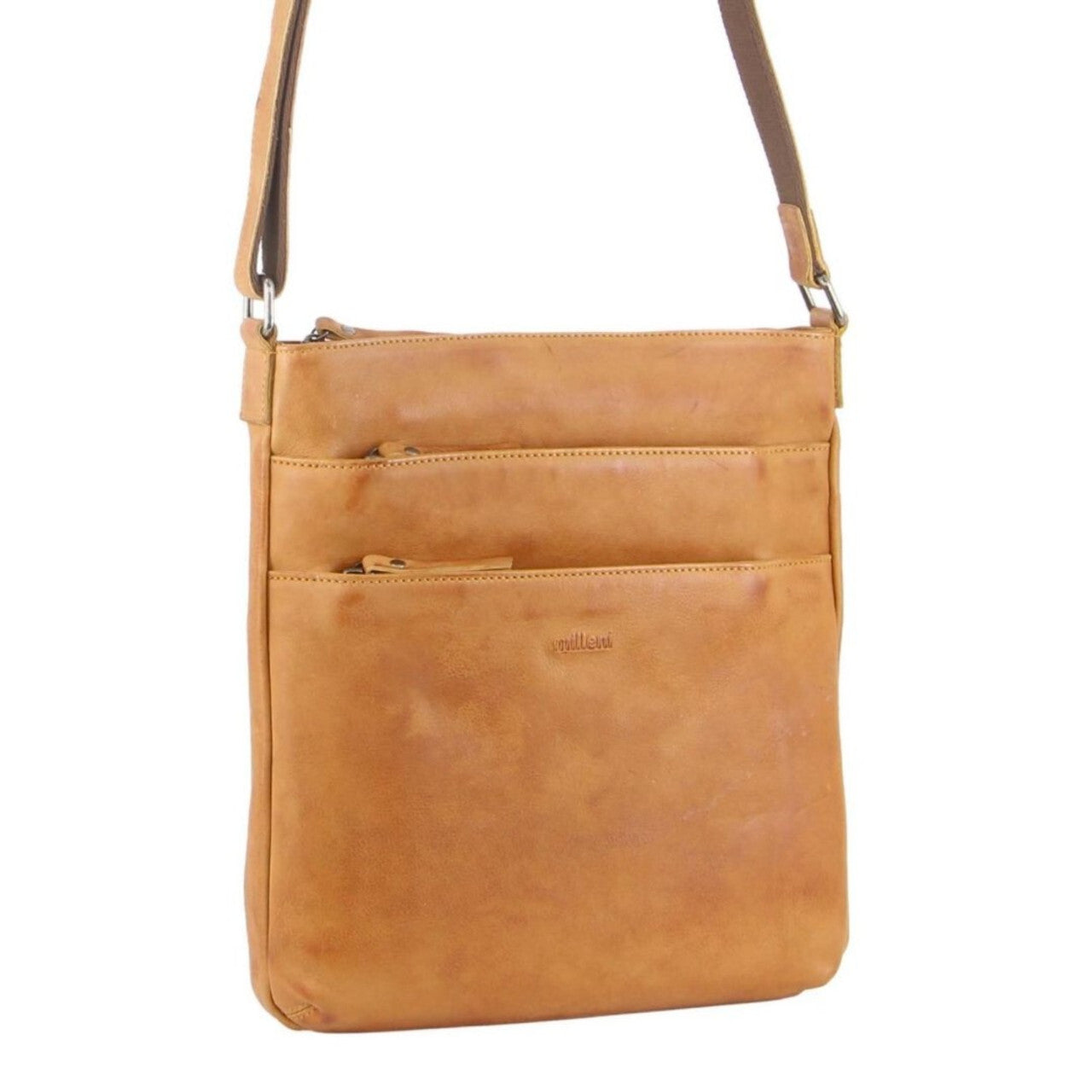 Milleni Womens Italian Leather Bag Soft Nappa Leather Cross-Body Travel - Caramel V563-NL2439-CARAMEL