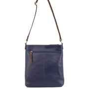 Milleni Womens Italian Leather Bag Soft Nappa Leather Cross-Body Travel - Indigo/Chestnut