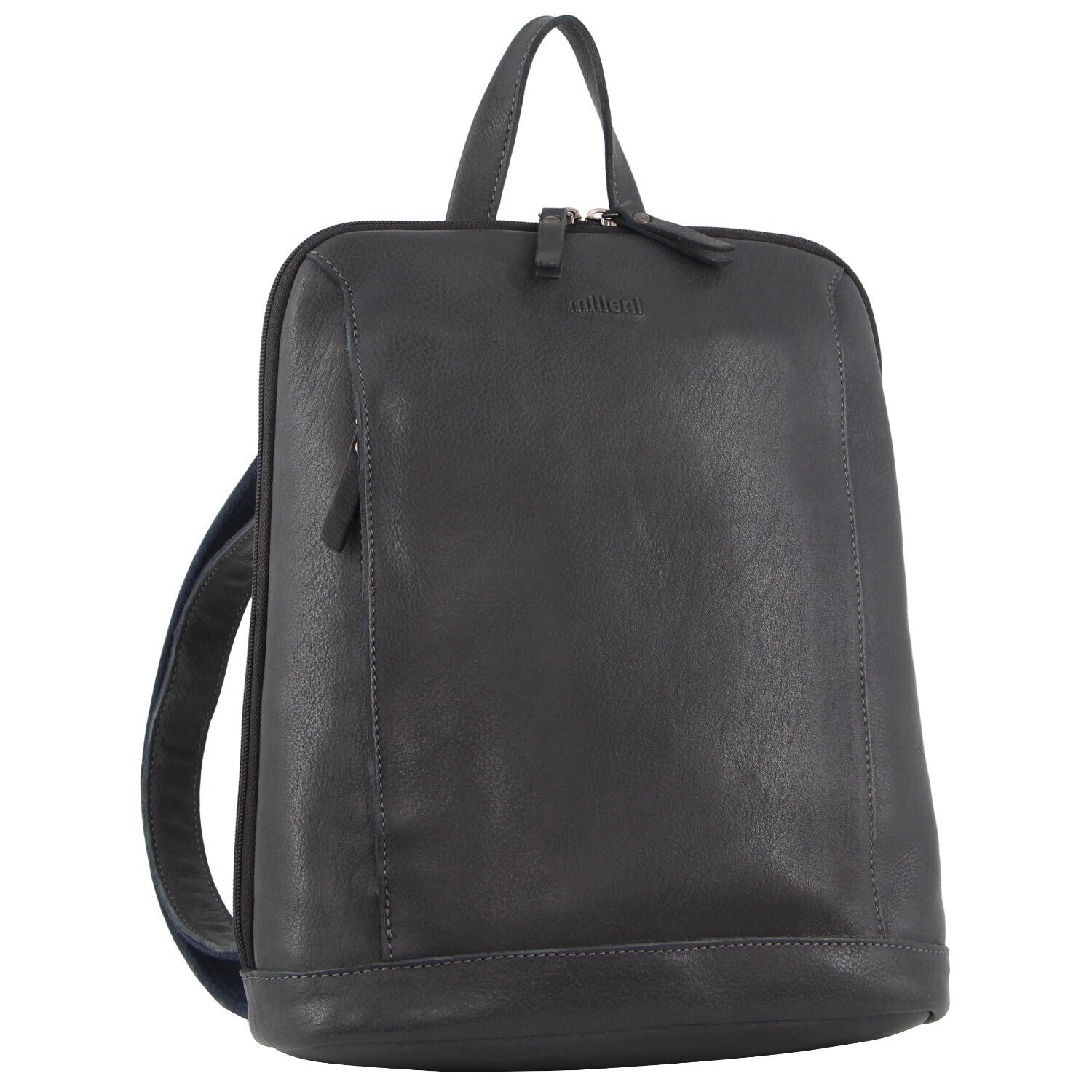 Milleni Ladies Nappa Leather Bag Twin Zip Backpack w/ Zipped Pocket - Teal V563-NL3546-TEAL
