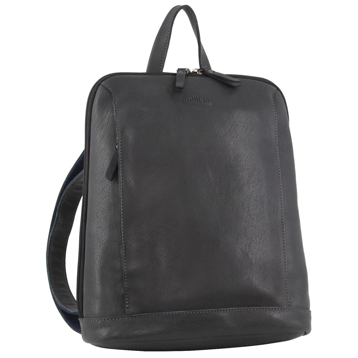 Milleni Ladies Nappa Leather Bag Twin Zip Backpack w/ Zipped Pocket - Teal V563-NL3546-TEAL