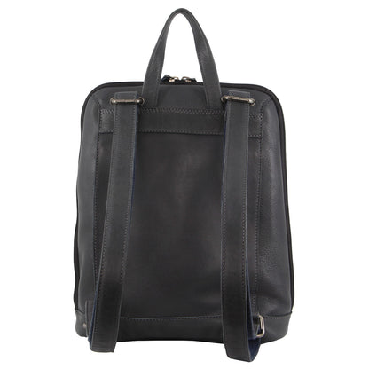 Milleni Ladies Nappa Leather Bag Twin Zip Backpack w/ Zipped Pocket - Teal V563-NL3546-TEAL