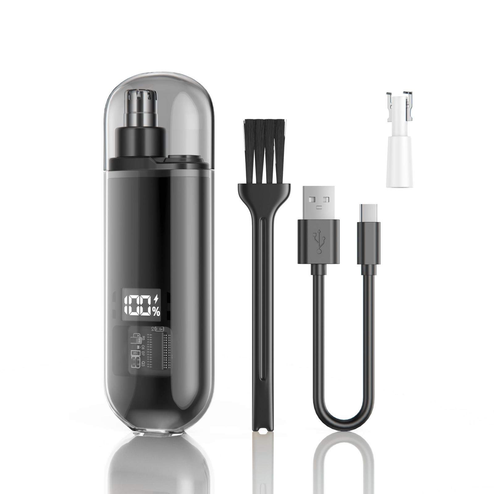 Handheld Portable Nose Hair Trimmer Rechargeable USB-C Clipper Shaver in Black V563-NOSETRIMMER_BLACK