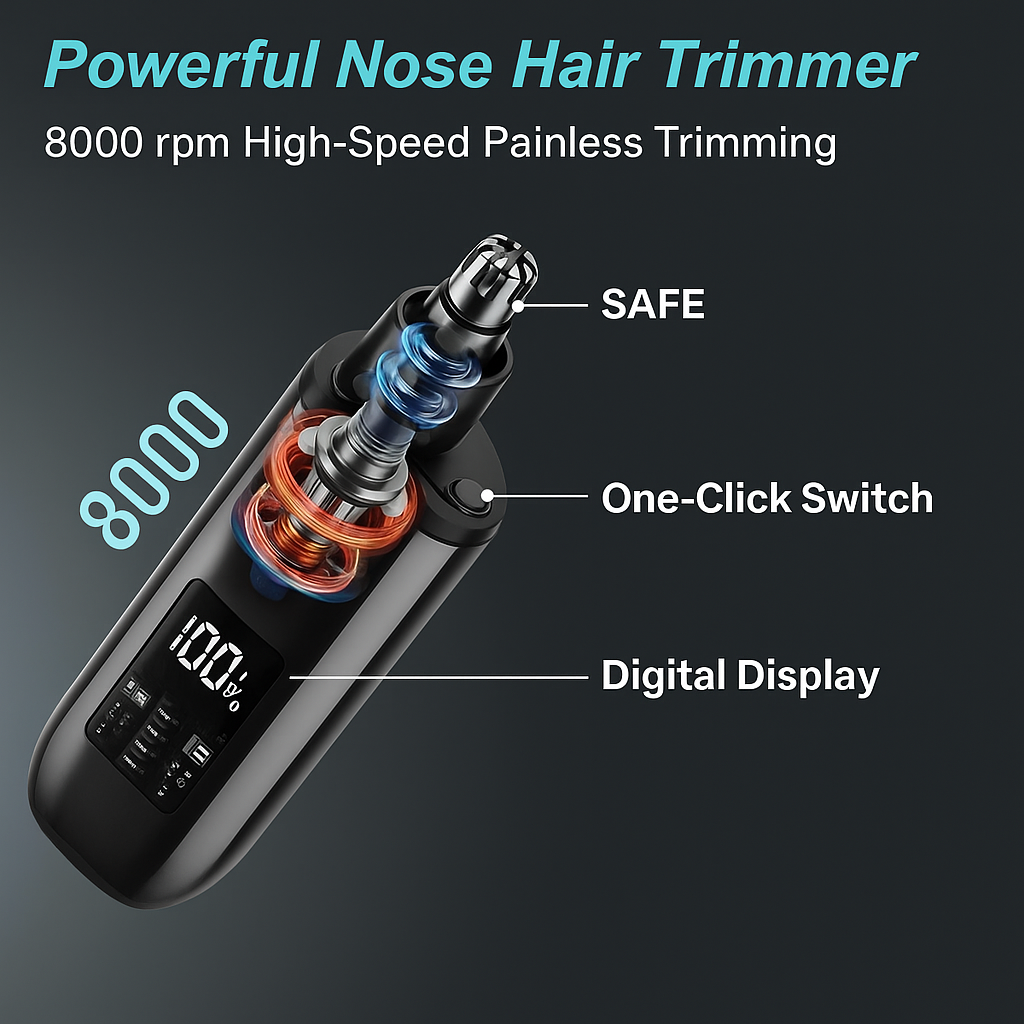 Handheld Portable Nose Hair Trimmer Rechargeable USB-C Clipper Shaver in Black V563-NOSETRIMMER_BLACK