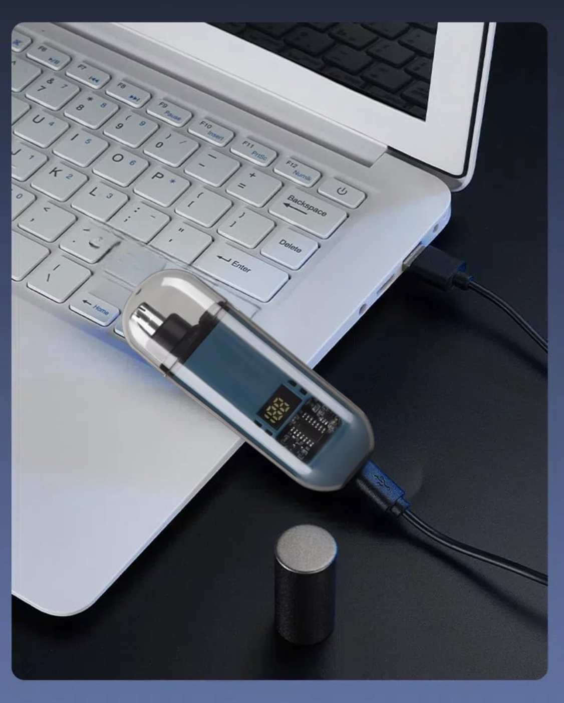 Handheld Portable Nose Hair Trimmer Rechargeable USB-C Clipper Shaver in Blue/Teal V563-NOSETRIMMER_BLUE