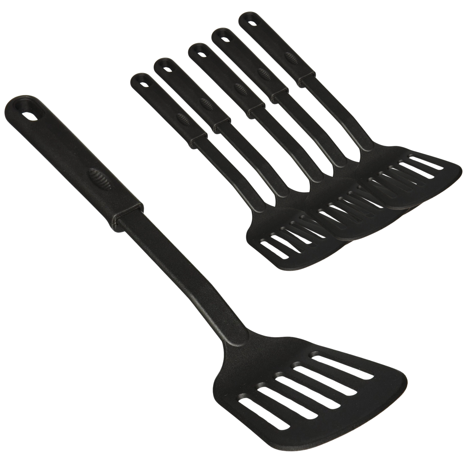 6x 32cm Nylon Slotted Non-Stick Spatula Cooking Tool Utensil in Black V563-NYLON_SPATULA-6PCS