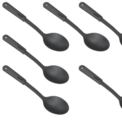 6x 32cm Nylon Serving Spoon in Black V563-NYLON_SPOON-6PCS