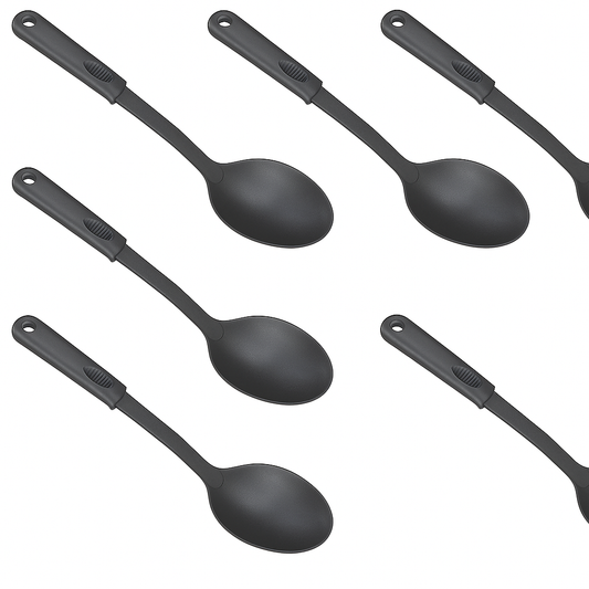 6x 32cm Nylon Serving Spoon in Black V563-NYLON_SPOON-6PCS