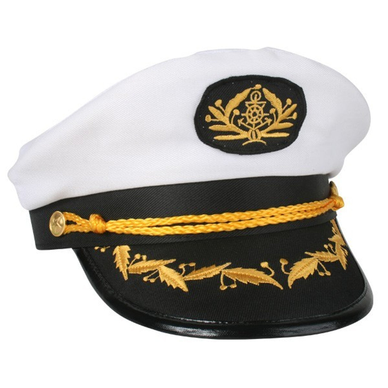 Captain Hat Adult Party Costume Skipper Sailor Ship Captain Cap - White/Black V563-OFFICERHAT-SAILOR_CAPTAIN