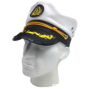 Captain Hat Adult Party Costume Skipper Sailor Ship Captain Cap - White/Black V563-OFFICERHAT-SAILOR_CAPTAIN
