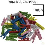 900pcs MINI WOODEN PEGS Natural Craft Baby Shower Clothes Pin Scrapbook 35mm V563-OL-MIX-900