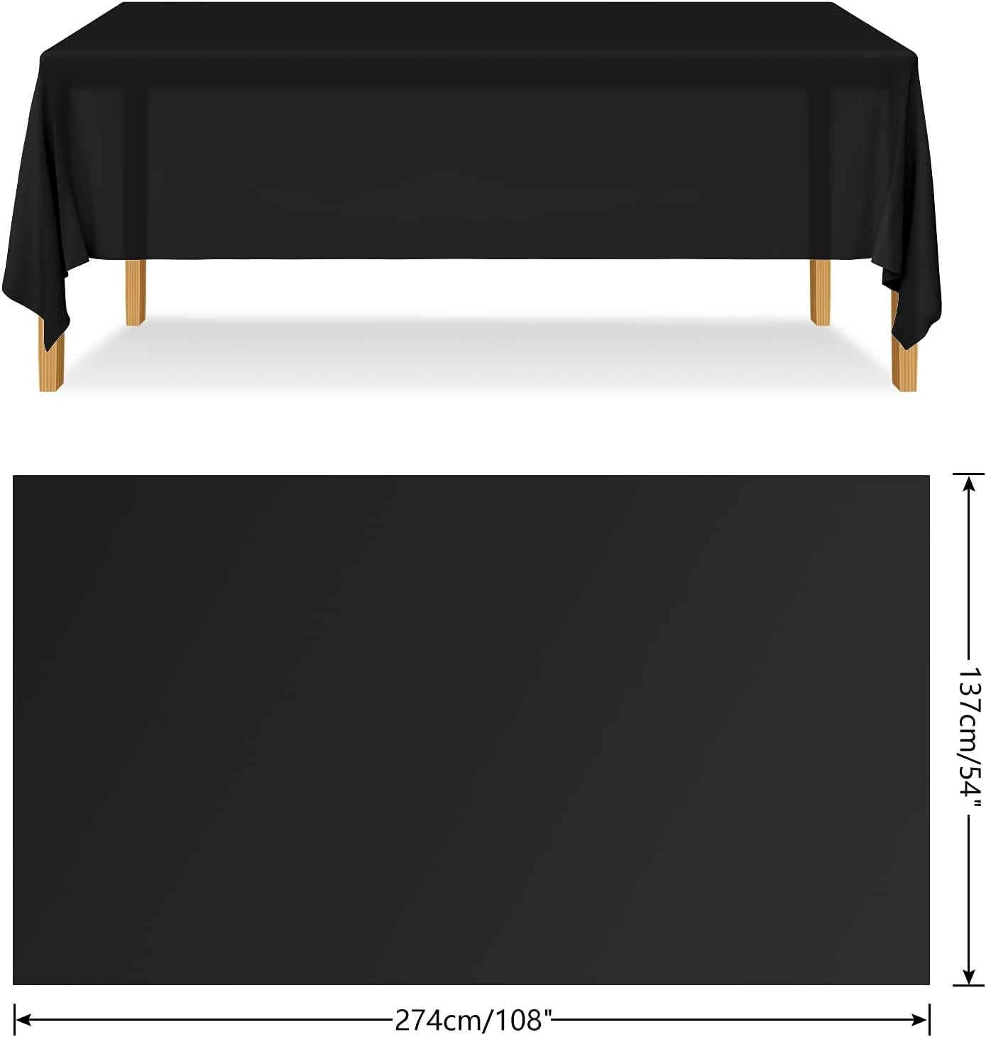 Table Cloth Cover Reusable & Washable Xmas Party 137cm x 274cm (54"x108") in Black V563-PA049-BLACK