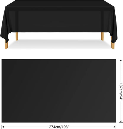 Table Cloth Cover Reusable & Washable Xmas Party 137cm x 274cm (54"x108") in Black V563-PA049-BLACK