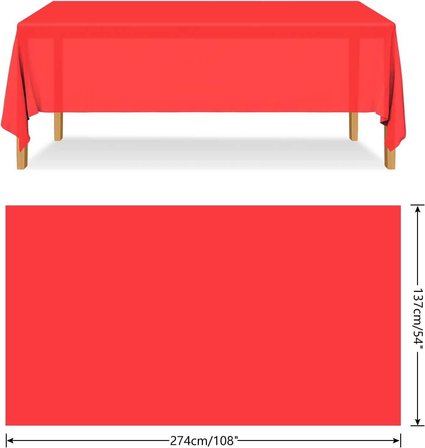 Table Cloth Cover Reusable & Washable Xmas Party 137cm x 274cm (54"x108") in Red V563-PA049-RED