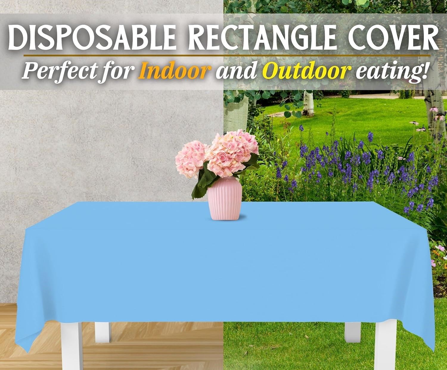 Table Cloth Cover Reusable & Washable Xmas Party 137cm x 274cm (54"x108") in Sky Blue V563-PA049-SKYBLUE
