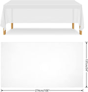 Table Cloth Cover Reusable & Washable Xmas Party 137cm x 274cm (54"x108") in White V563-PA049-WHITE