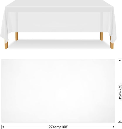 Table Cloth Cover Reusable & Washable Xmas Party 137cm x 274cm (54"x108") in White V563-PA049-WHITE