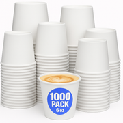 1000pcs 6oz Premium White Paper Coffee Takeaway Cups Bulk V563-PA0641-50-1BOX
