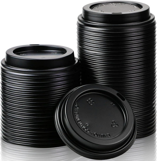 1000x 90mm Plastic Coffee Cup Lids for 12oz / 16oz Cups Dome Style - Black V563-PA1235-50-1BOX