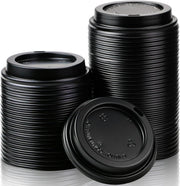 1000x 90mm Plastic Coffee Cup Lids for 12oz / 16oz Cups Dome Style - Black V563-PA1235-50-1BOX