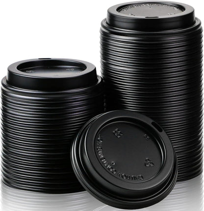 1000x 90mm Plastic Coffee Cup Lids for 12oz / 16oz Cups Dome Style - Black V563-PA1235-50-1BOX