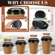 1000x 90mm Plastic Coffee Cup Lids for 12oz / 16oz Cups Dome Style - Black V563-PA1235-50-1BOX