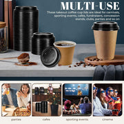 1000x 90mm Plastic Coffee Cup Lids for 12oz / 16oz Cups Dome Style - Black V563-PA1235-50-1BOX