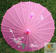 PARASOL UMBRELLA Chinese Japanese Bamboo Flower Pattern Fabric 80cm Diameter - Light Pink V563-PARASOLUMB-LTPNK