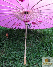 PARASOL UMBRELLA Chinese Japanese Bamboo Flower Pattern Fabric 80cm Diameter - Light Pink V563-PARASOLUMB-LTPNK