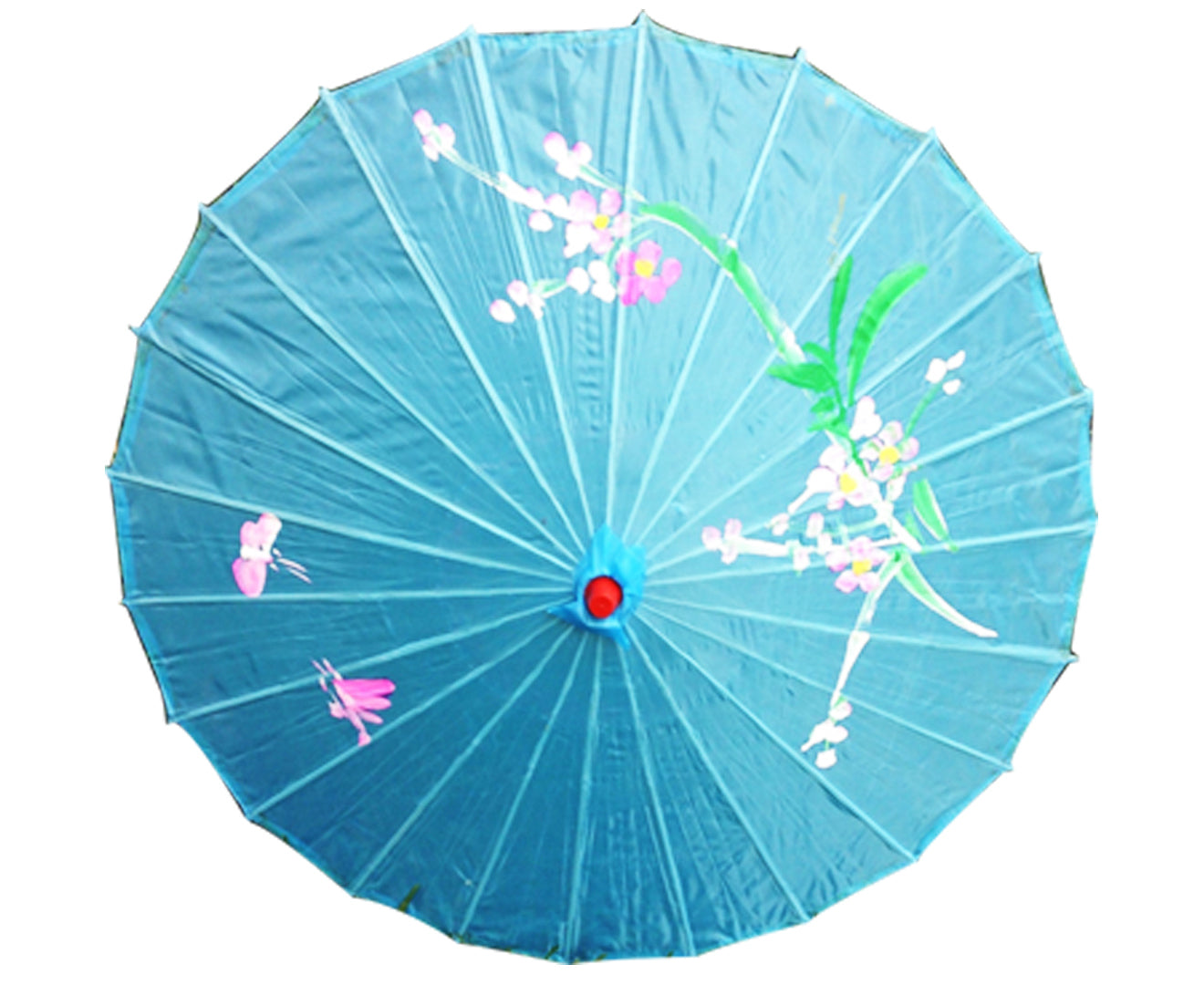PARASOL UMBRELLA Chinese Japanese Bamboo Flower Pattern Fabric 80cm Diameter - Sky Blue V563-PARASOLUMB-SKYBLU