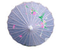 PARASOL UMBRELLA Chinese Japanese Bamboo Flower Pattern Fabric 80cm Diameter - White V563-PARASOLUMB-WHT
