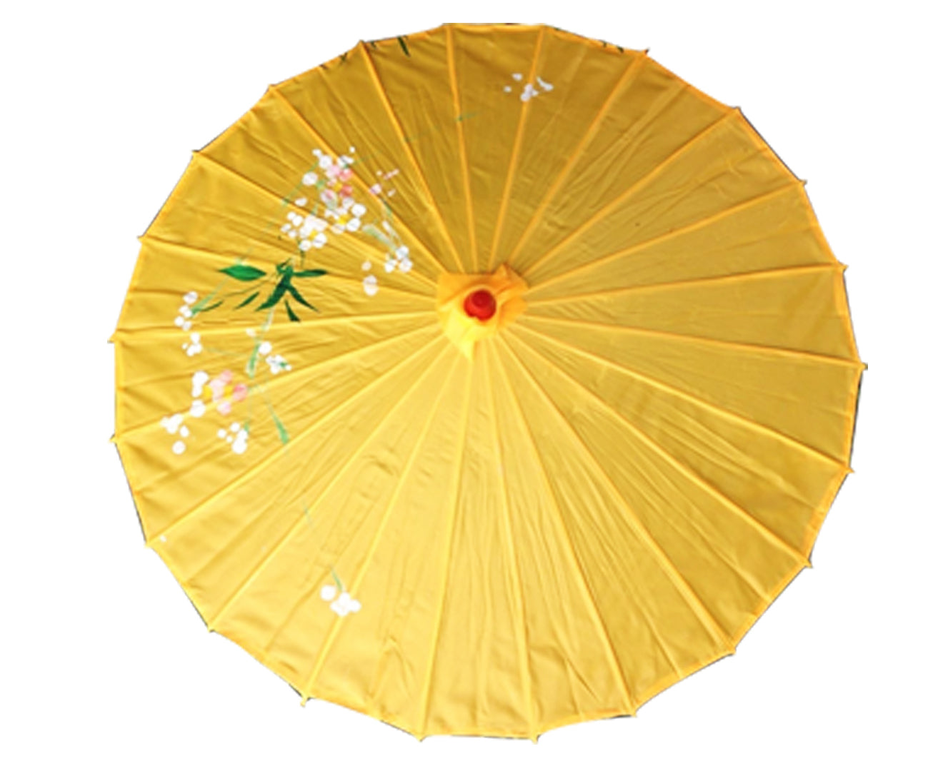 PARASOL UMBRELLA Chinese Japanese Bamboo Flower Pattern Fabric 80cm Diameter - Yellow V563-PARASOLUMB-YLW