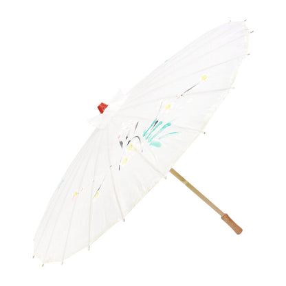 2pc Set Parasol Umbrella Black + White Chinese Japanese Bamboo Flower Pattern V563-PARASOLUMBSET