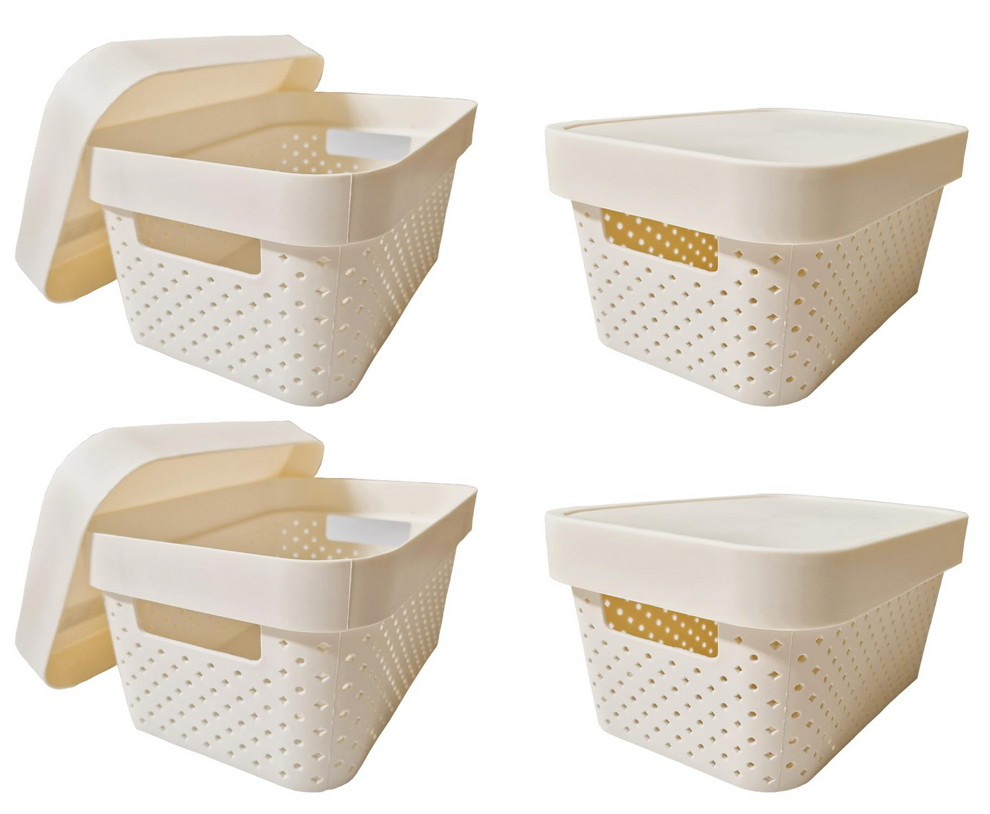 24x 5L Premium Plastic Storage Basket Container Box w/ Lid Dot Pattern (26.5*18*12.5cm) V563-PB0527-1BOX