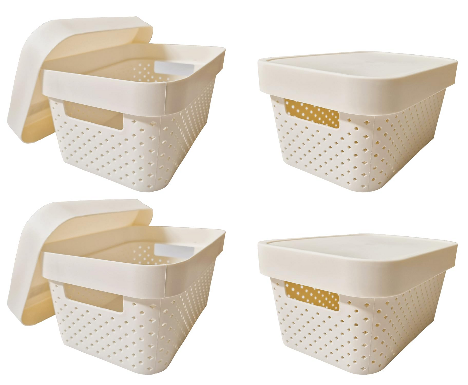 24x 5L Premium Plastic Storage Basket Container Box w/ Lid Dot Pattern (26.5*18*12.5cm) V563-PB0527-1BOX