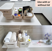 24x 5L Premium Plastic Storage Basket Container Box w/ Lid Dot Pattern (26.5*18*12.5cm) V563-PB0527-1BOX
