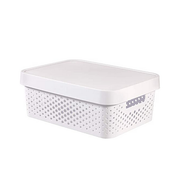 16x 11L Premium Plastic Storage Basket Container Box w/ Lid Dot Pattern (36*27*14cm) V563-PB1150-1BOX