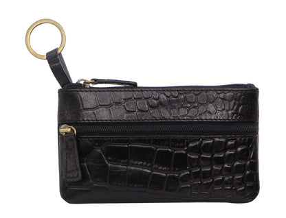 Pierre Cardin Ladies Womens Genuine Leather RFID Coin Purse Wallet - Black (Croc) V563-PC-1349-BLACK-CROC
