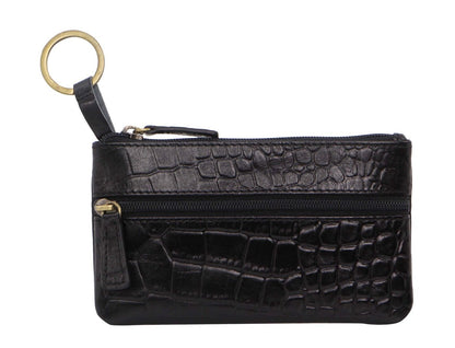 Pierre Cardin Ladies Womens Genuine Leather RFID Coin Purse Wallet - Black (Croc) V563-PC-1349-BLACK-CROC