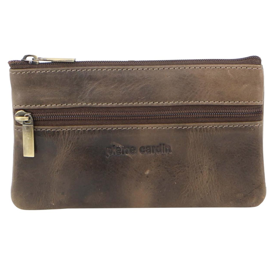 Pierre Cardin Ladies Womens Genuine Leather RFID Coin Purse Wallet - Mushroom V563-PC-1349-MUSHRM