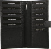 Pierre Cardin Leather Passport Holder Travel Wallet w/ RFID Protection - Black V563-PC-1886-BLK