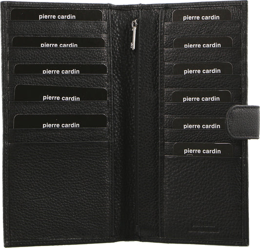 Pierre Cardin Leather Passport Holder Travel Wallet w/ RFID Protection - Black V563-PC-1886-BLK