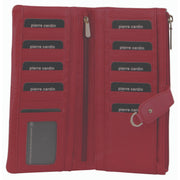 Pierre Cardin Womens RFID Italian Leather Wallet Purse Credit Card Holder - Red V563-PC-1887-RED
