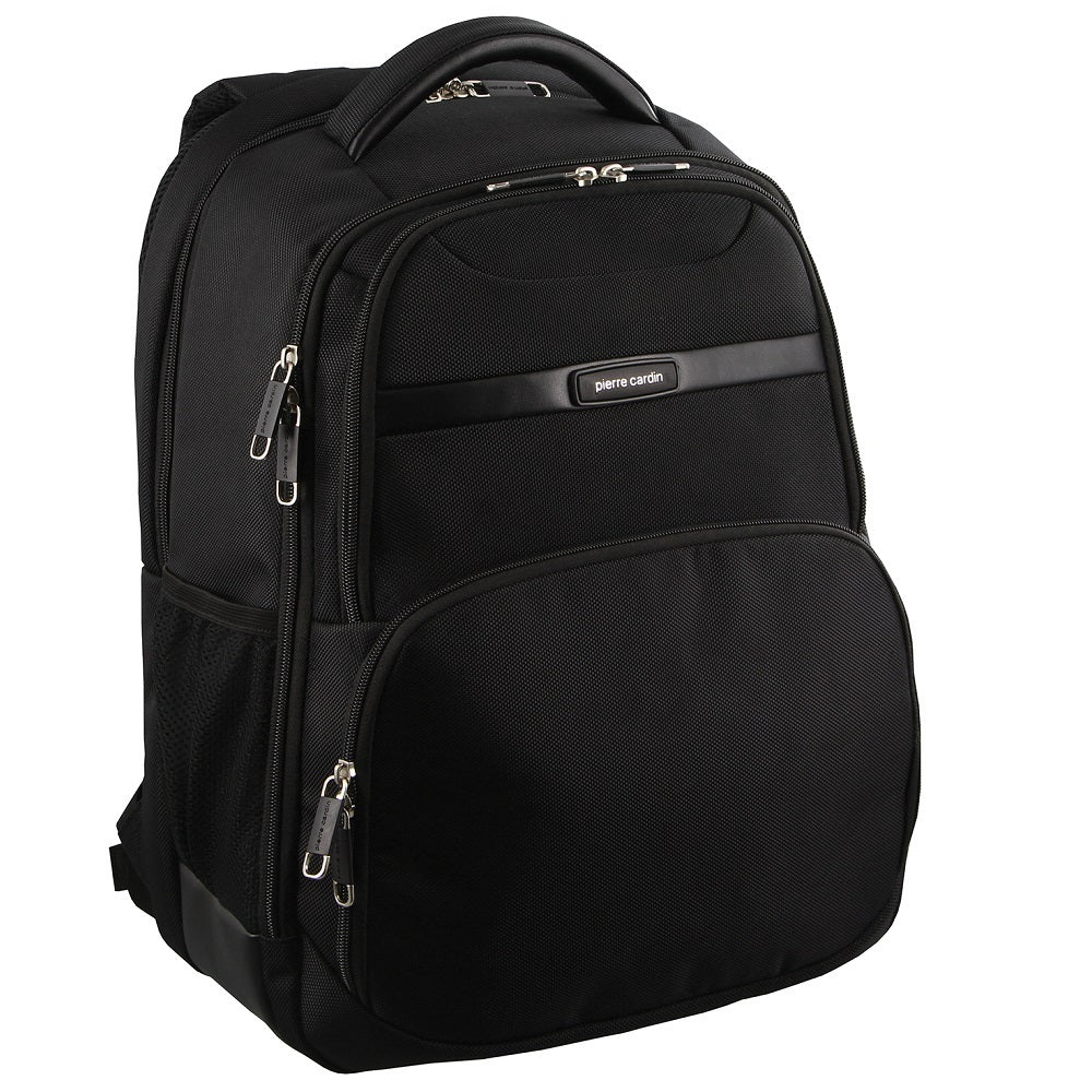 Pierre Cardin 30L Large Backpack Bag w 15" Laptop Sleeve Travel Luggage RFID - Black V563-PC-2647-BLACK