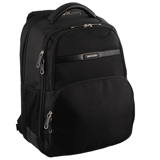 Pierre Cardin 30L Large Backpack Bag w 15" Laptop Sleeve Travel Luggage RFID - Black V563-PC-2647-BLACK